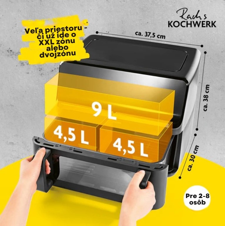 KochWerk Teplovzdušná fritéza s dvojitou komorou 14349 Dual Vario (2)